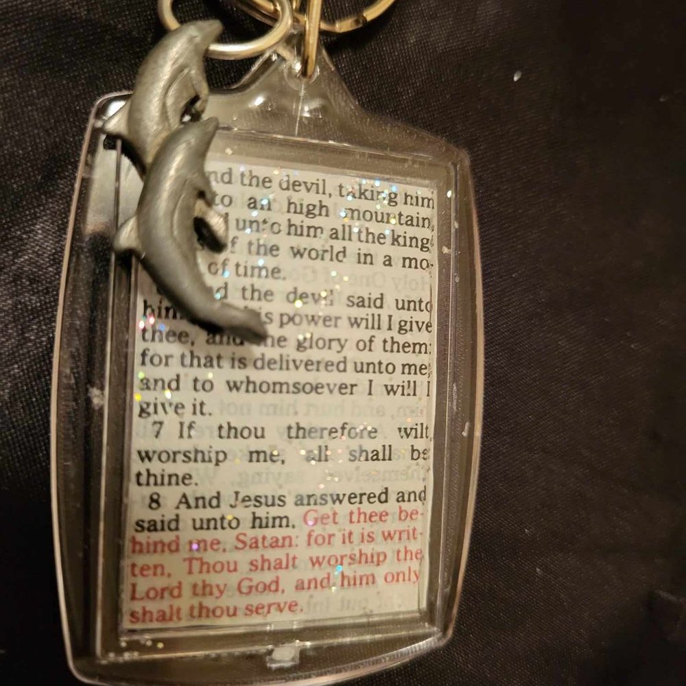 Bible Scripture Keychain with Metal Dolphin Pendant